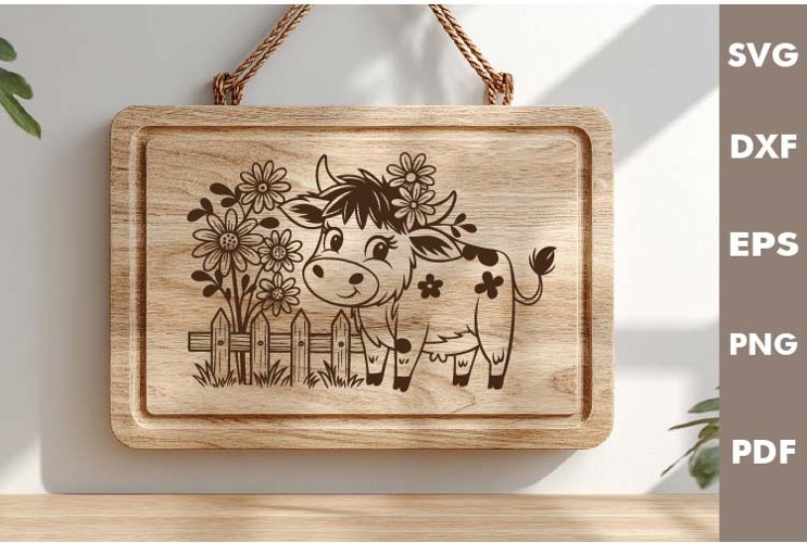 Baby Cow Design, Cutting board SVG, Laser cut SVG