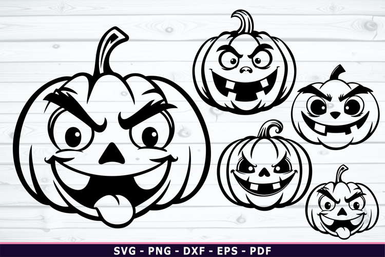 Funny Halloween Pumpkin Faces SVG, Outline Pumpkin clipart