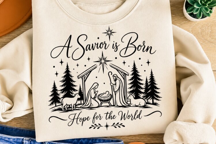 For Unto Us a Child Is Born Nativity PNG, Isaiah 9:6 Christi example image 1