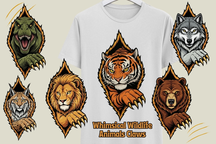 Wildlife Animals Claws T-Shirt Design Fierce Scratch