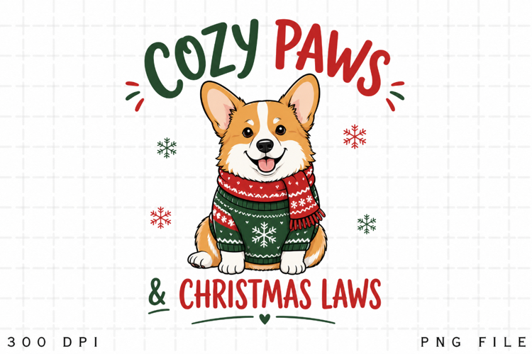 Corgi Christmas PNG, Cozy Paws And Christmas Laws PNG