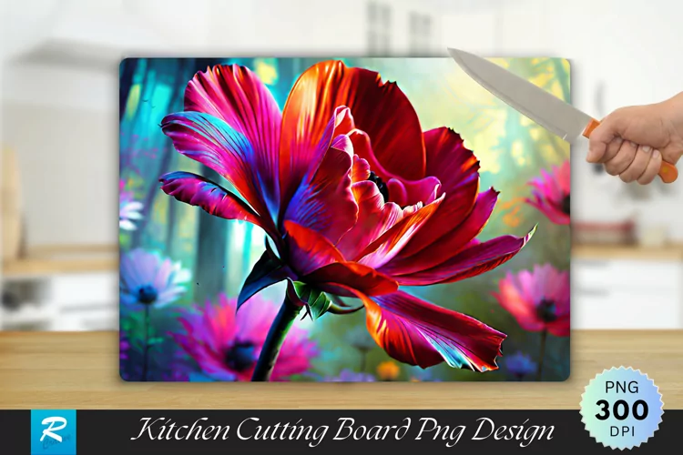 Flower Cutting Board Sublimation Design