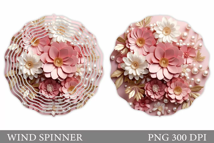 3D Flowers Wind Spinner Design. Floral Wind Spinner