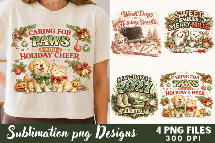 Caring Paws Holiday Vet Sublimation Files