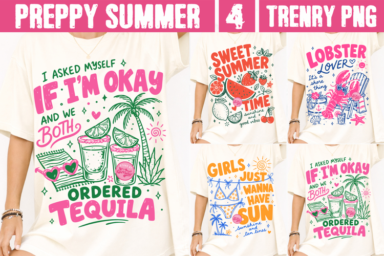 Preppy Summer PNG, Coastal Beach Lobster Lover Sublimation