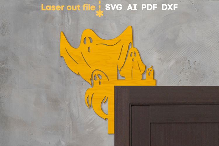 Ghost Halloween Door Corner SVG laser cut file for Glowforge