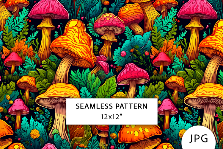 Mushroom Colorful Seamless Pattern
