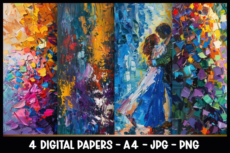4 Painting Acrylic Digital Papers I Junk Journal