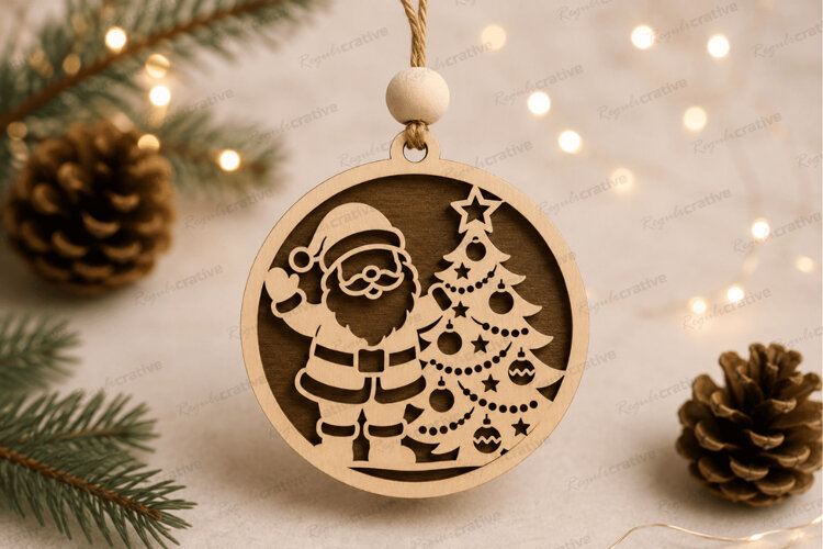 Santa Christmas Ornament Laser Cut SVG File santa christmas example image 1