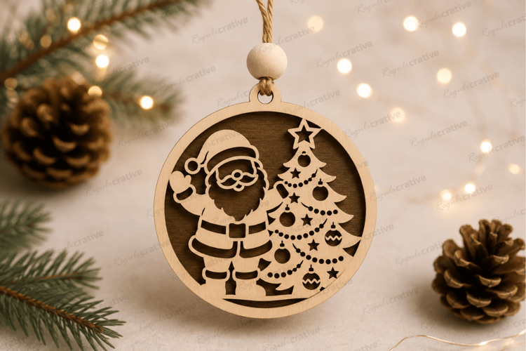 Santa Christmas Ornament Laser Cut SVG File santa christmas