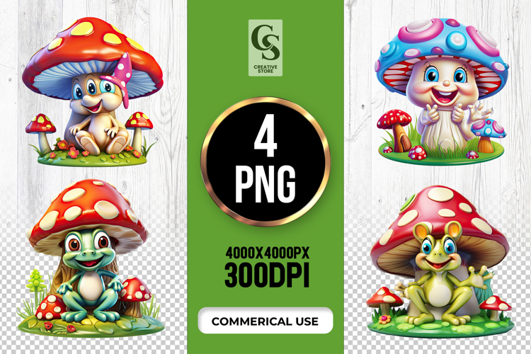 Cute Mushroom House Clipart Sublimation PNG