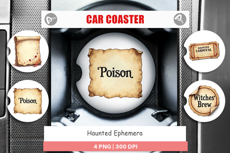 Haunted Ephemera Car Coaster