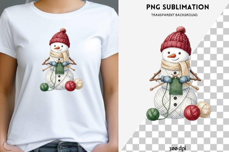 Yarn snowman png design for T-shirts example image 1