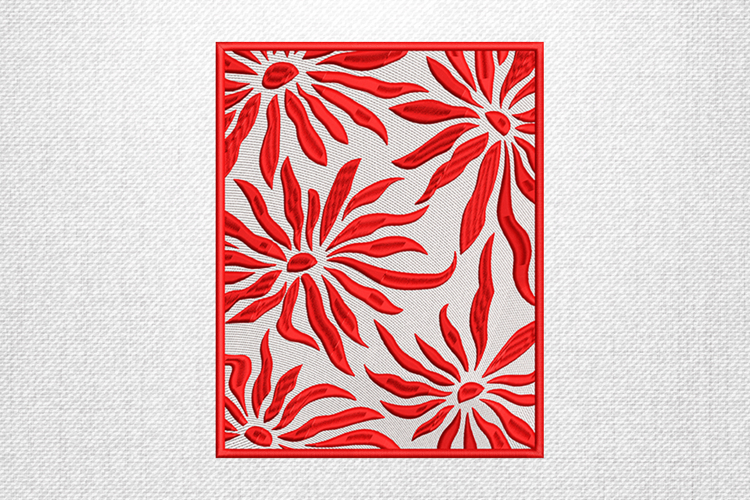 Bold Red Floral Pattern Embroidery Design