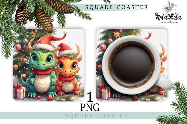 Mug coaster with dragon for Christmas