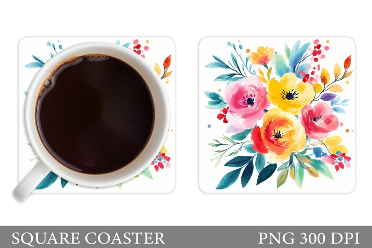 Floral Coaster Design. Flowers Coaster Sublimation