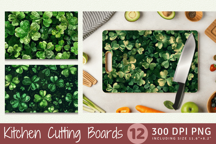 Glittery Shamrock Cutting Boards sublimation Design