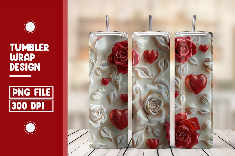 Heart Flower Tumbler Wrap Design