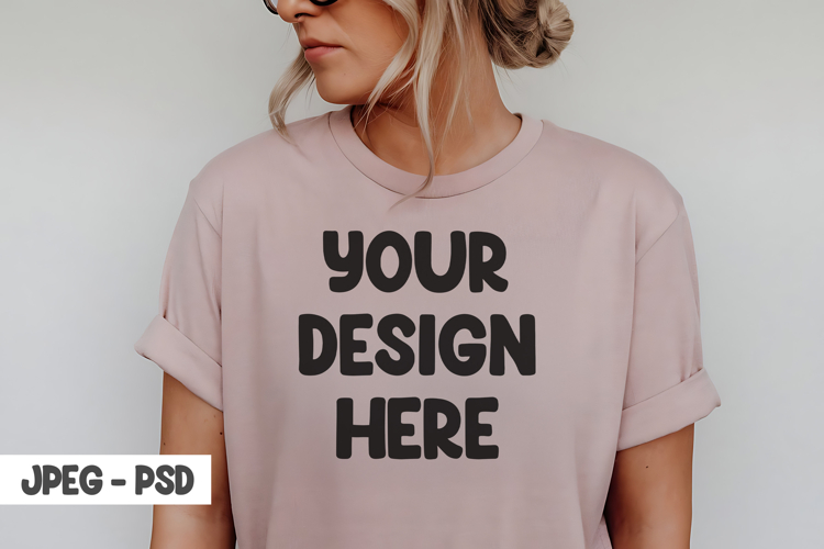 Female model t-shirt mockup psd & jpeg example image 1