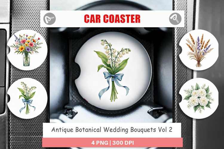 Botanical Wedding Bouquets Car Coaster