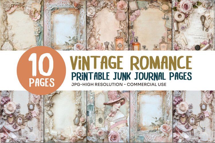 Vintage Romance Junk Journal Pages example image 1