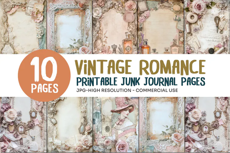 Vintage Romance Junk Journal Pages