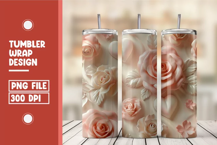 Heart Flower Tumbler Wrap Design