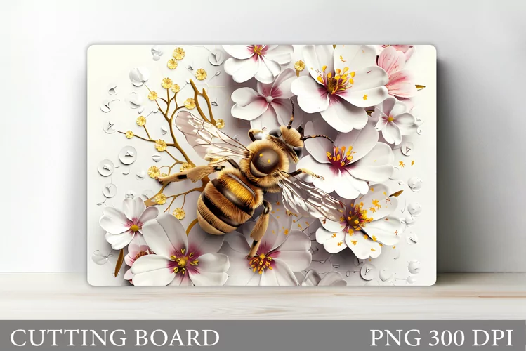 Bee Cutting Board Design. Flowers Kitchen Cutting Board