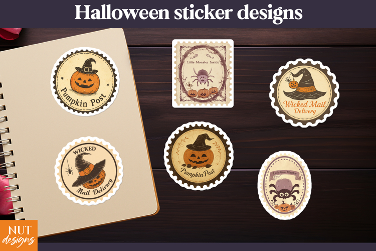 Vintage Halloween Stamps Pumpkin Post Halloween Stickers