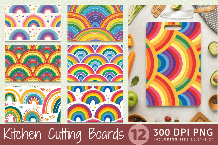 Summer Rainbow Cutting Boards sublimation Designs