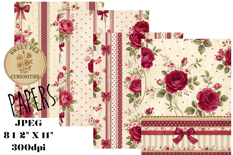 Shabby Chic, Flowers, Papers, Junk Journal