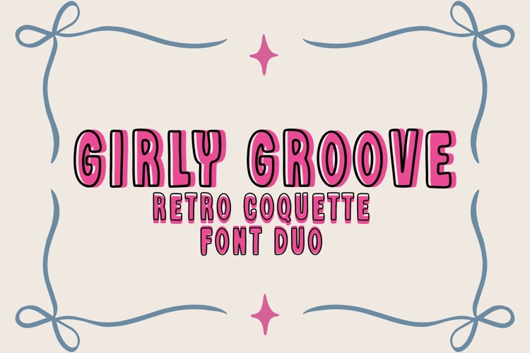 Girly Groove Font Duo, Retro Coquette Handlettered Font