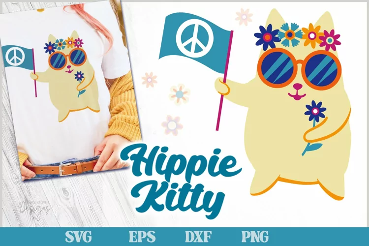 Hippie Kitty SVG cut file