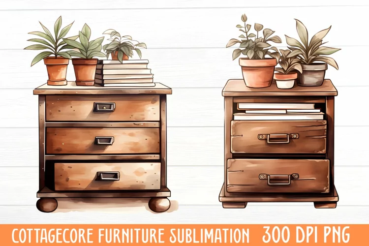 Cottagecore Furniture Watercolor Sublimation Clipart