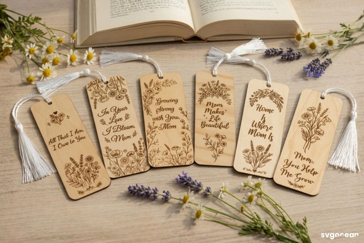 Mothers Day Bookmarks SVG Bundle | Glowforge | Laser Cut