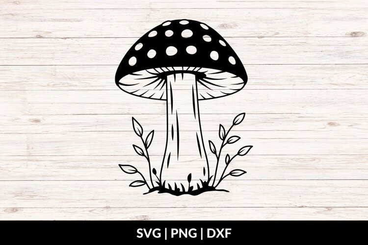 Botanical Mushroom SVG, PNG, DXF example image 1