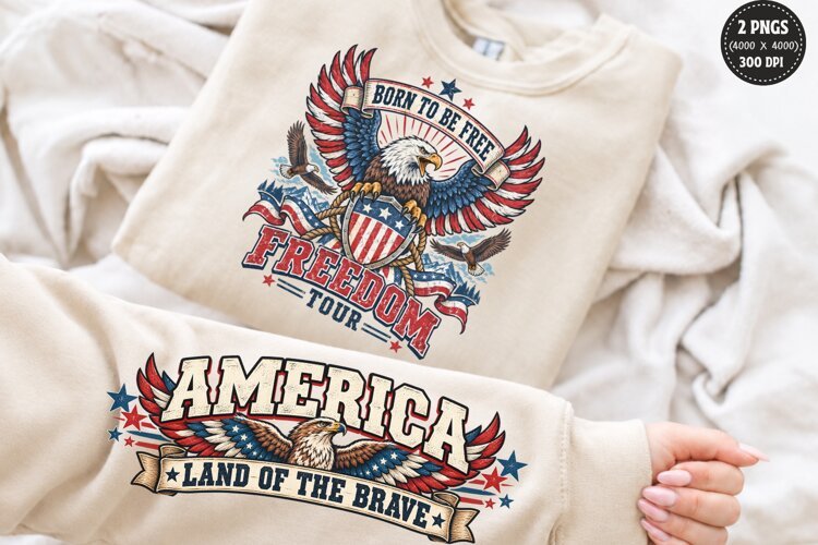 Patriotic Eagle Front Sleeve PNG, America Front Sleeve Shirt example image 1