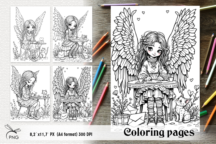 Valentines Day Angel coloring pages