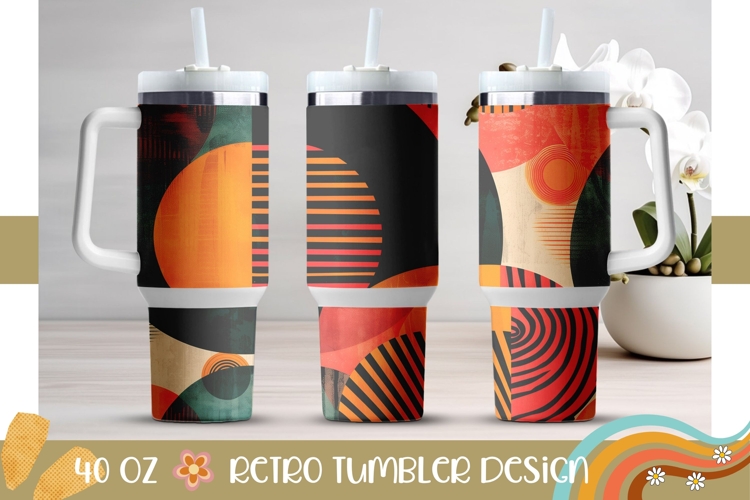 Retro Circles Tumbler Print, Retro 40 Oz Tumbler Wrap