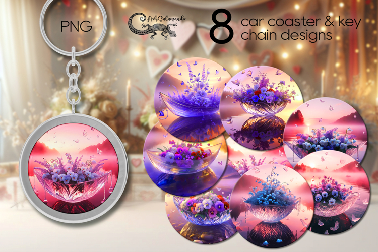 Fantasy sunset | Car coaster & key chain sublimation designs