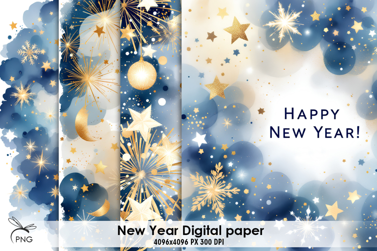 New Year digital paper, background clipart