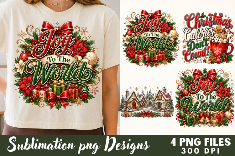 Joy to the World Christmas Sublimation PNG