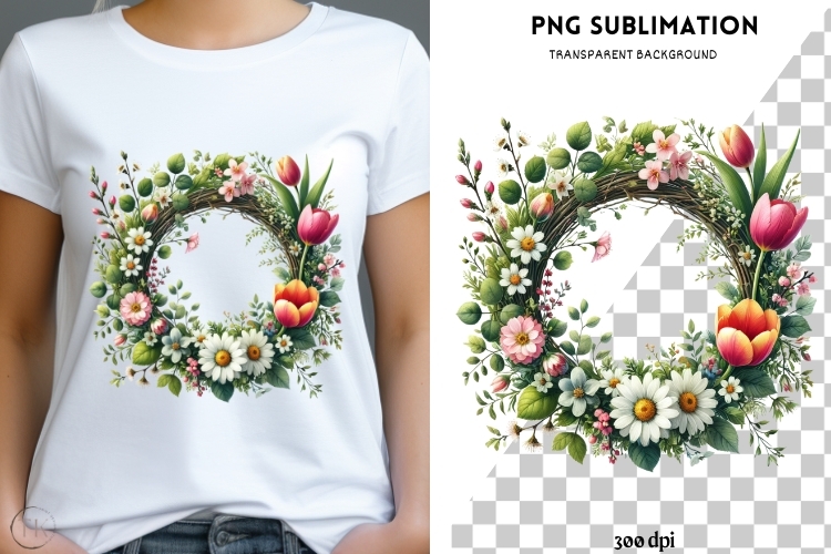 Spring wreath png design for T-shirts