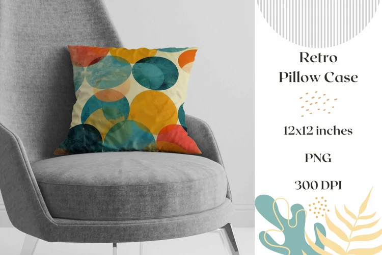 Retro Pillow Case Design, Circles Pillowcase Template