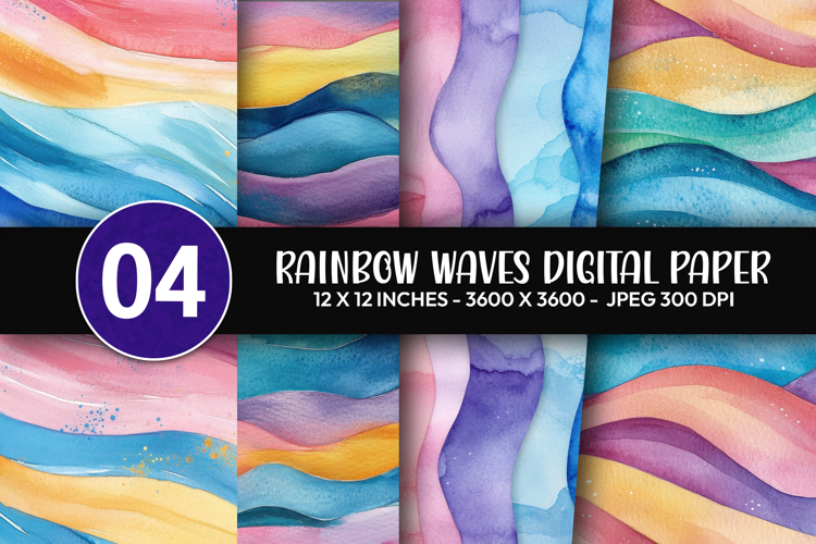 Rainbow Waves Digital Paper
