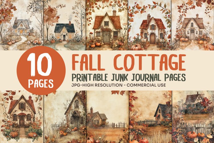Cozy Autumn Cottage Junk Journal Pages example image 1