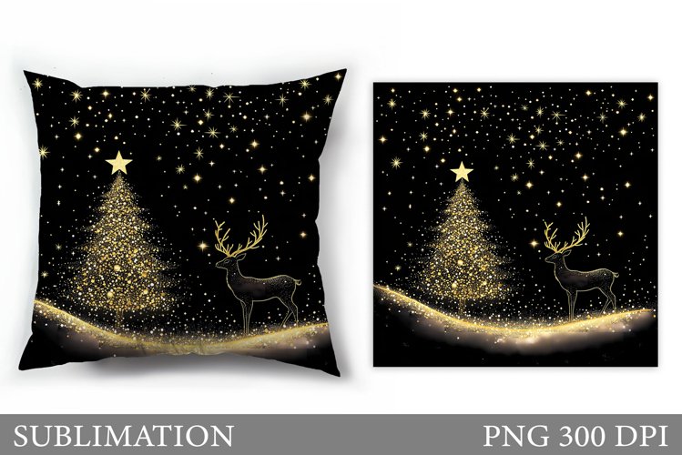 Deer Pillow Design. Christmas Pillow Sublimation example image 1