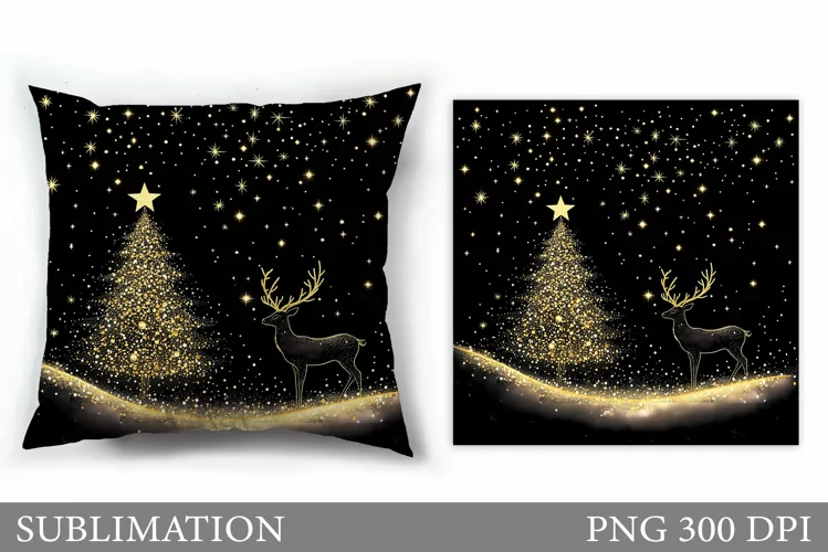 Deer Pillow Design. Christmas Pillow Sublimation