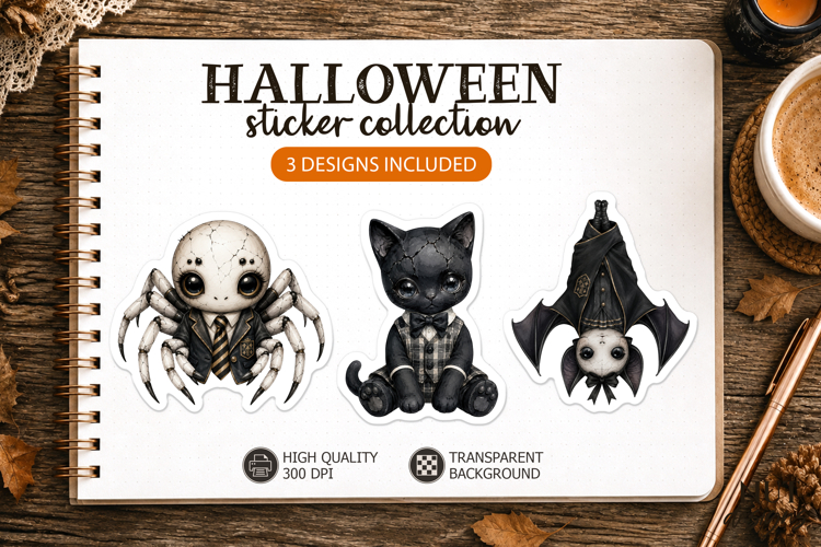 Cute Halloween Sticker Dark Academia Creepy school
