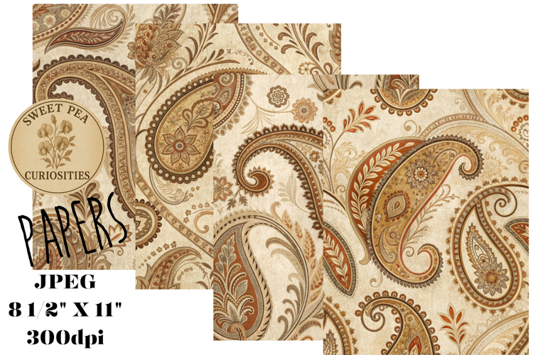 Shabby Chic, Paisley, Papers, Junk Journal